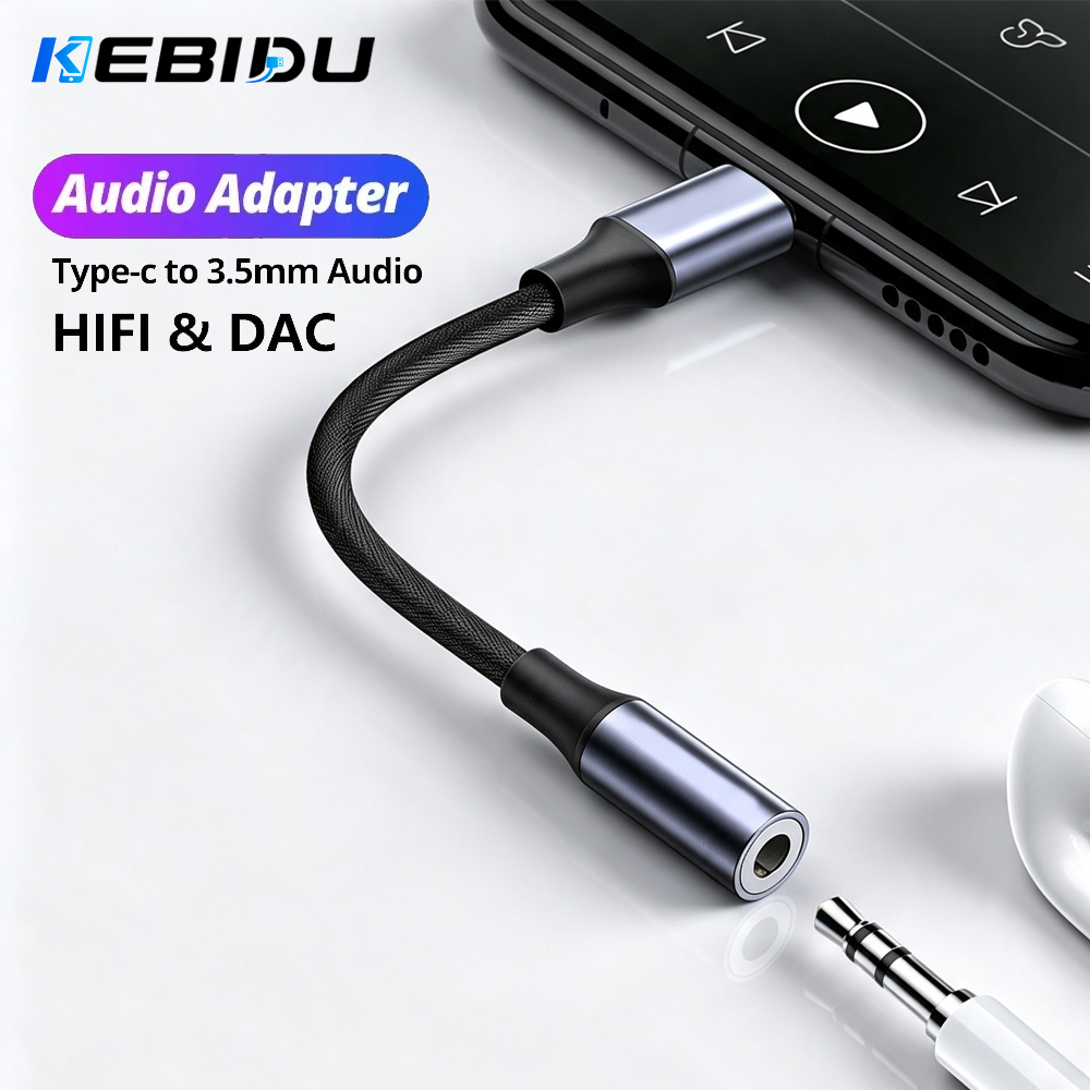 Audiophile Headphone Wired - Adapter audio KEBIDU Type C na
