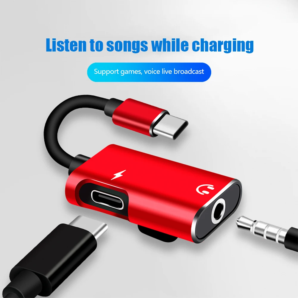 Earphone Splitter Jack - Adapter 2w1 USB-C na 3.5mm Jack,