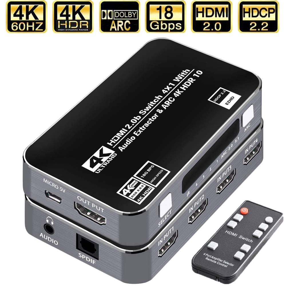 Earphone Splitter Jack - Przełącznik HDMI 60Hz 4K HDR HDMI