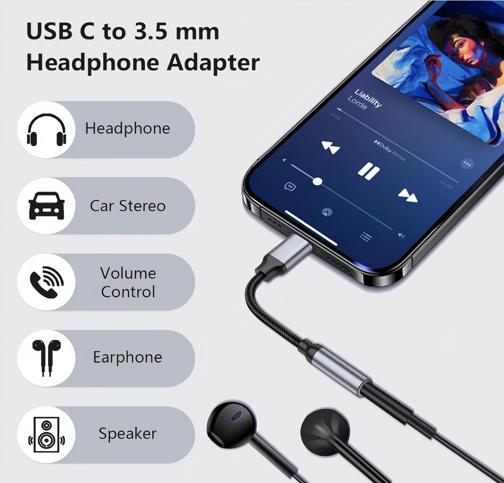 Adapter audio KEBIDU Type C na – Audiophile Headphone Wired recenzja i cena
